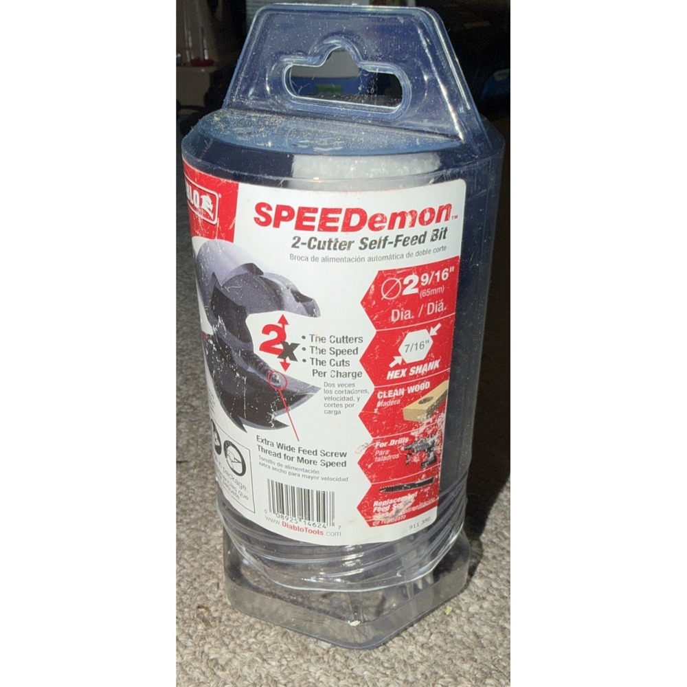 Diablo SPEEDemon DSF2562 Self-Feed Bit, 2-9/16" Fast Wood Drilling, Hex Shank